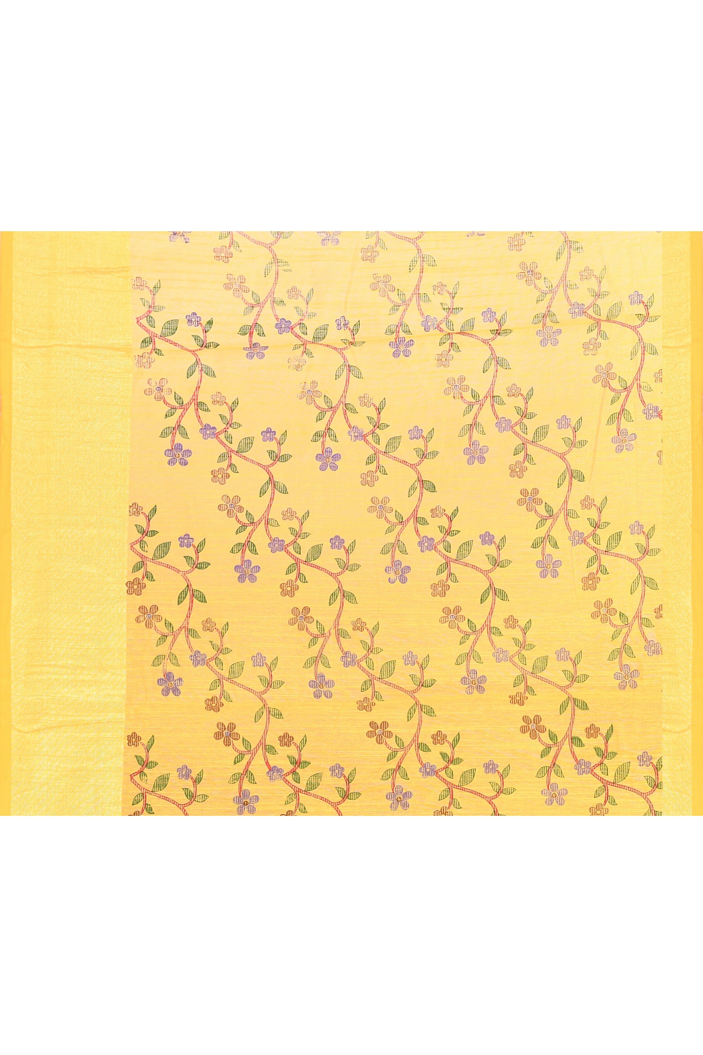 Piyari Fashion Women's Yellow Embellished Cotton Blend Printed Saree | Grocsy