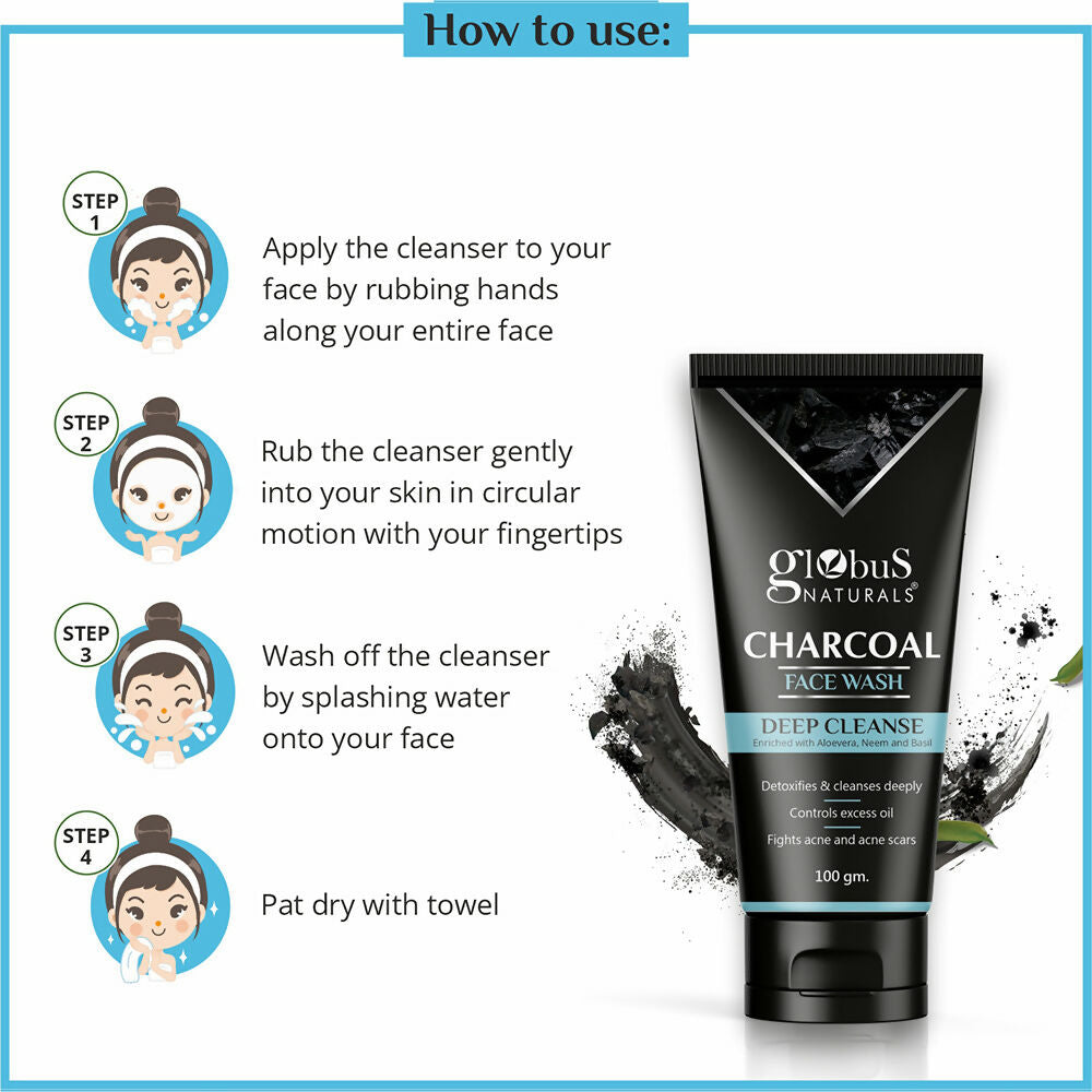 Globus Naturals Charcoal Face Wash | Grocsy