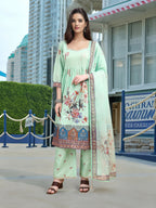 Joban Fashion Green Position Digital Print With Position Foil Kurta Set | Grocsy