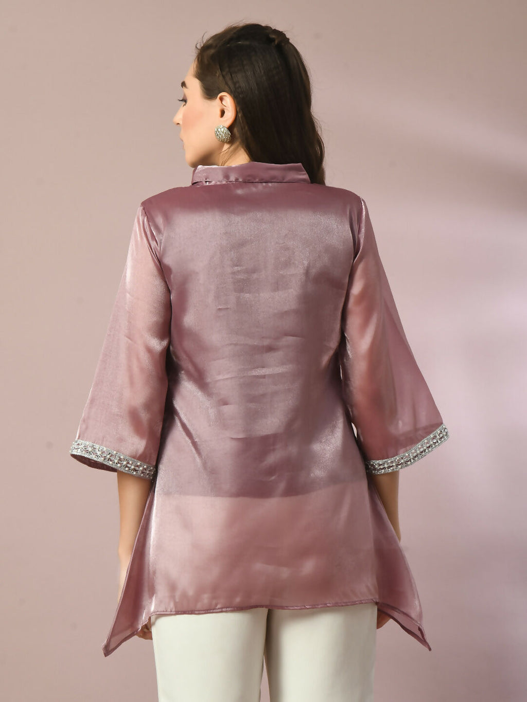 Myshka Women's Brown Solid Longline Party Tunic | Grocsy