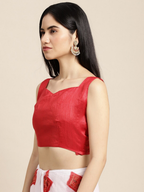 Saree Mall Women White & Red Printed Poly Chiffon Bandhani Saree With Matching Blouse | Grocsy