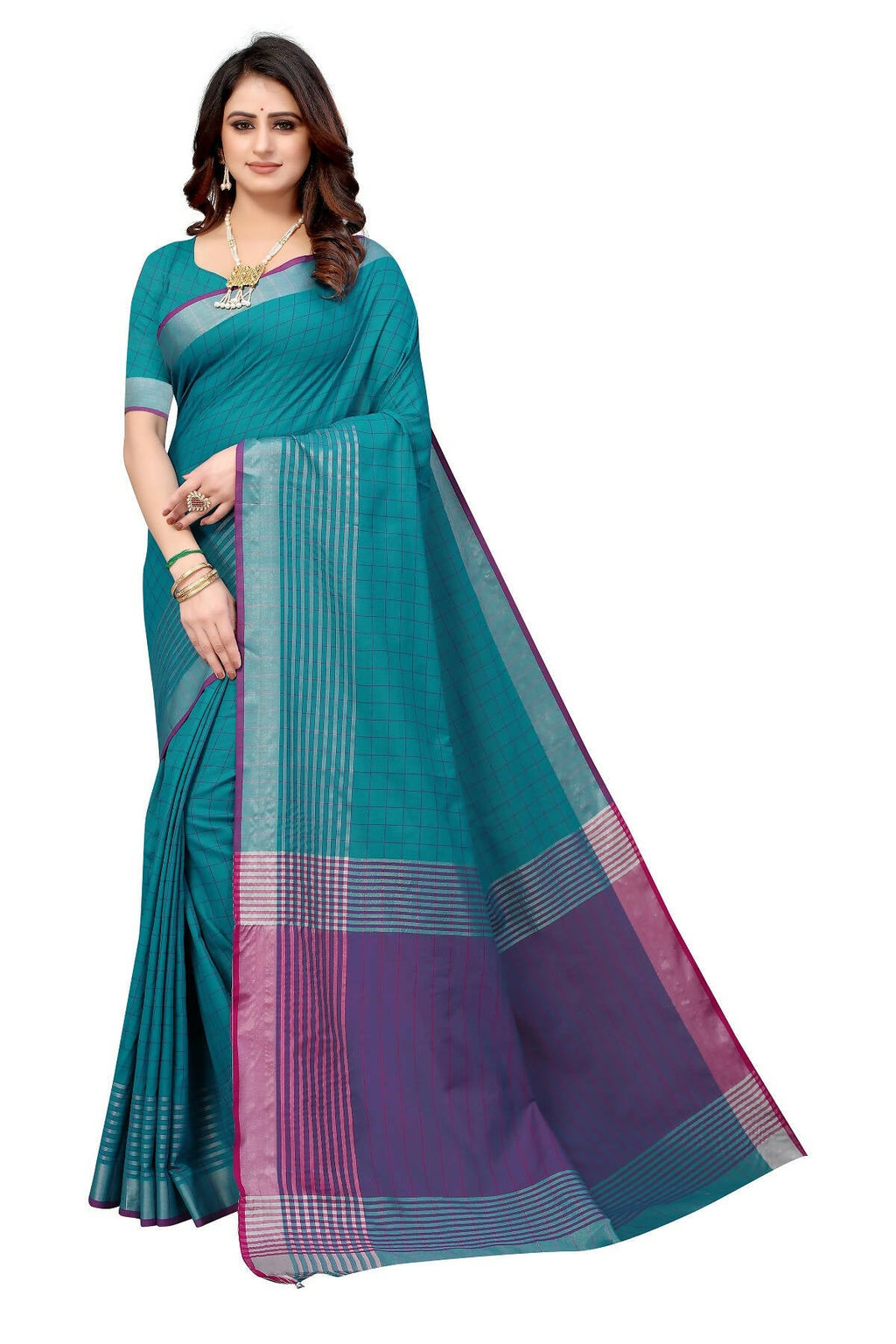 Vamika Blue Cotton Silk Saree | Grocsy