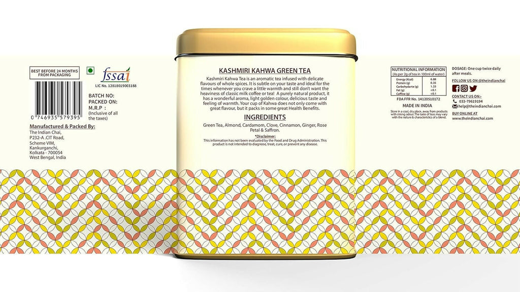The Indian Chai - Kashmiri Kahwa Green Tea 30 Pyramid Bags | Grocsy