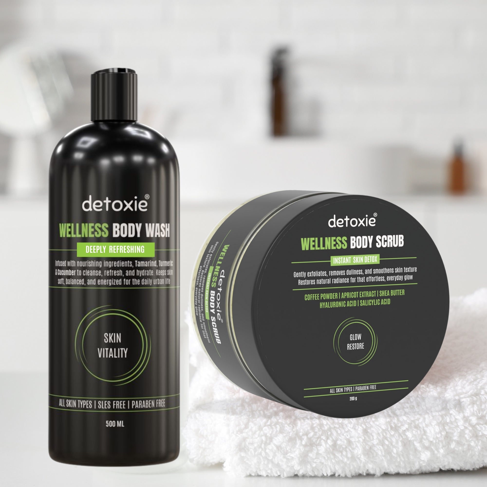 Detoxie Wellness Body Wash & Body Scrub Combo | Grocsy