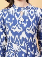 Joban Fashion Blue Cotton Printed & Hand Work Dress | Grocsy