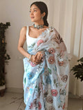Vamsee White Organza Saree | Grocsy