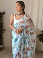Vamsee White Organza Saree | Grocsy