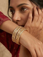 NVR Women Set of 2 Gold Plated CZ Stone Kada Bangle | Grocsy