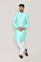 Joban Fashion Green Colored Jacquard Fabric Kurta With Straight Fit Pant | Grocsy