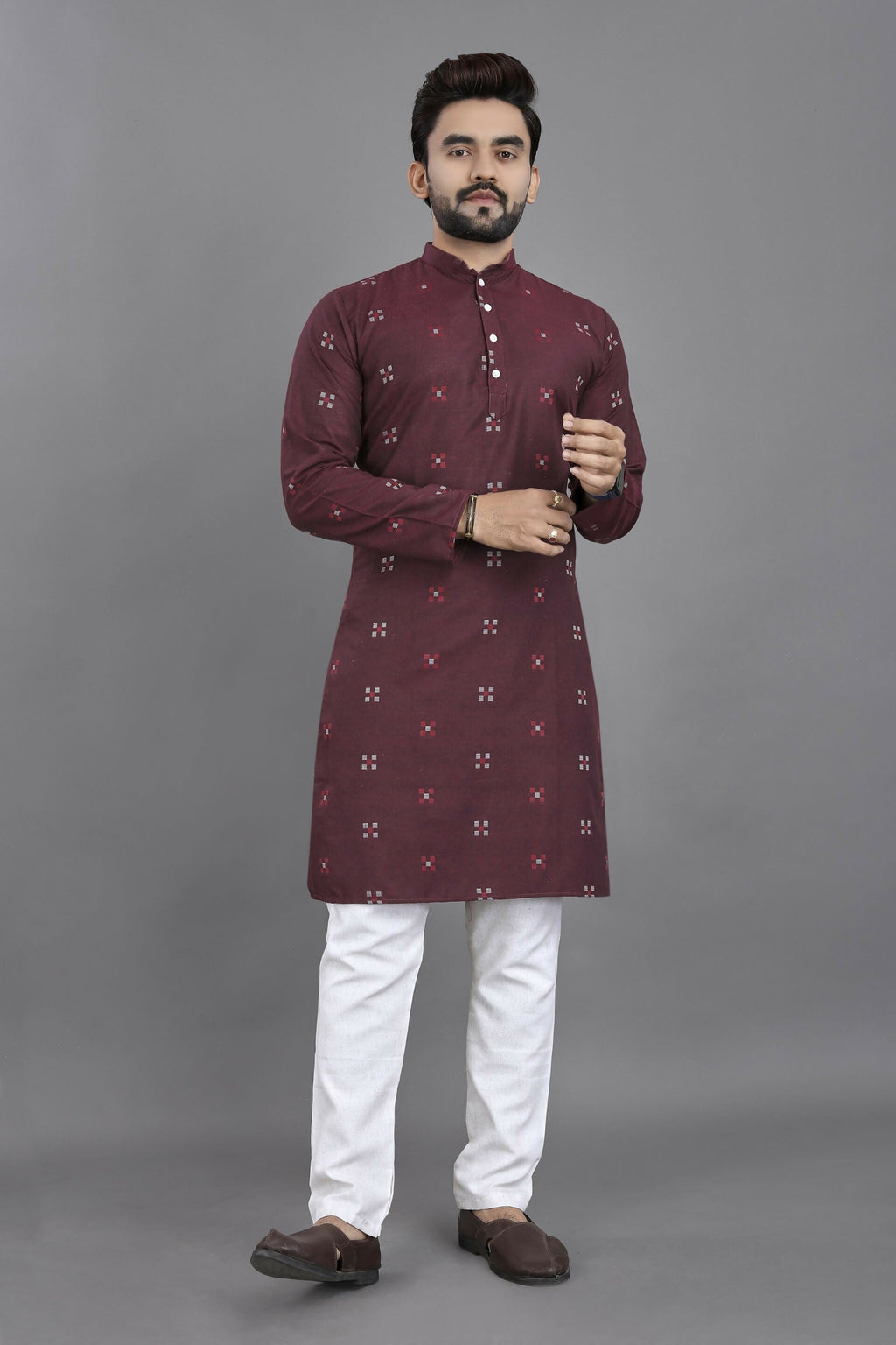 Anaita Purple Weaving Linen Cotton Straight Kurta | Grocsy