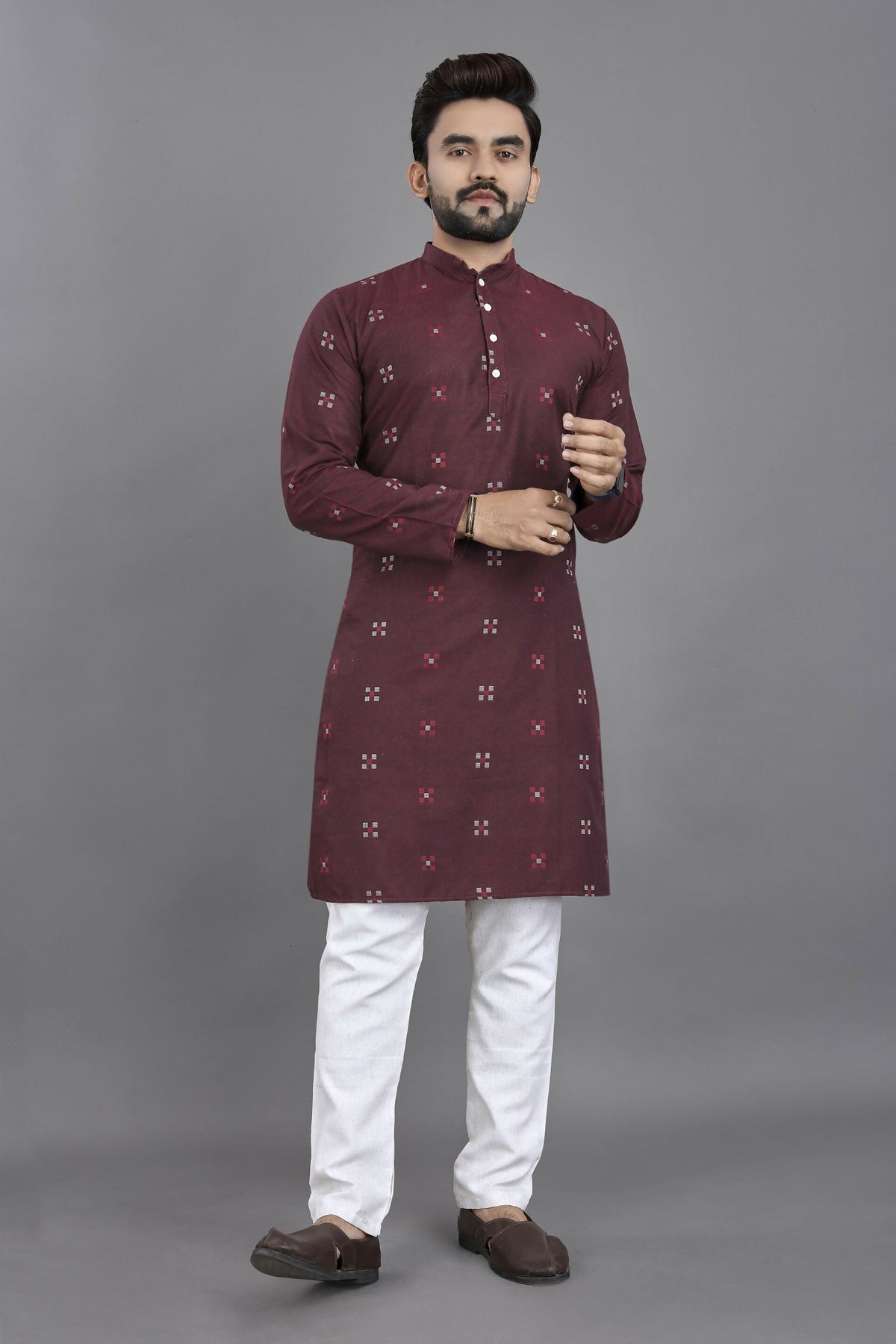 Anaita Purple Weaving Linen Cotton Straight Kurta | Grocsy