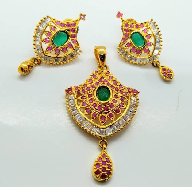Multicolor AD Designer Small Pendant Set | Grocsy