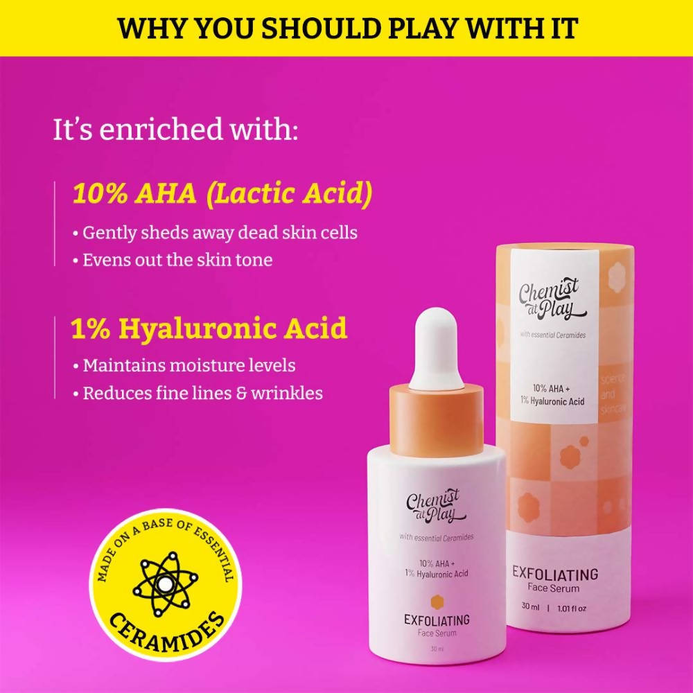 Chemist At Play Exfoliating Face Serum For Removes Dead Skin Cells, Provides Glow | Grocsy