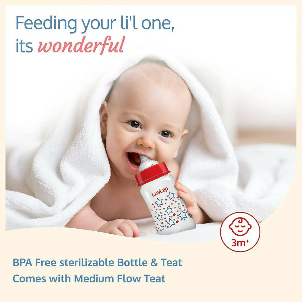 LuvLap Anti-Colic Wide Neck Natura Flo Baby Feeding Bottle | Grocsy