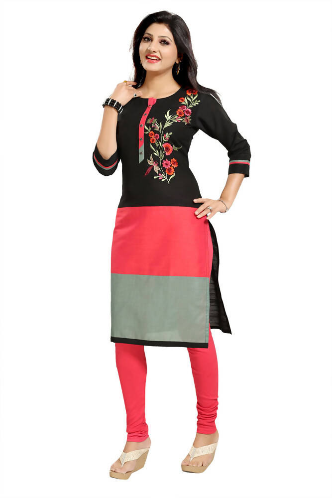 Snehal Creations Pristine Black Designer Threadwork Tunic | Grocsy