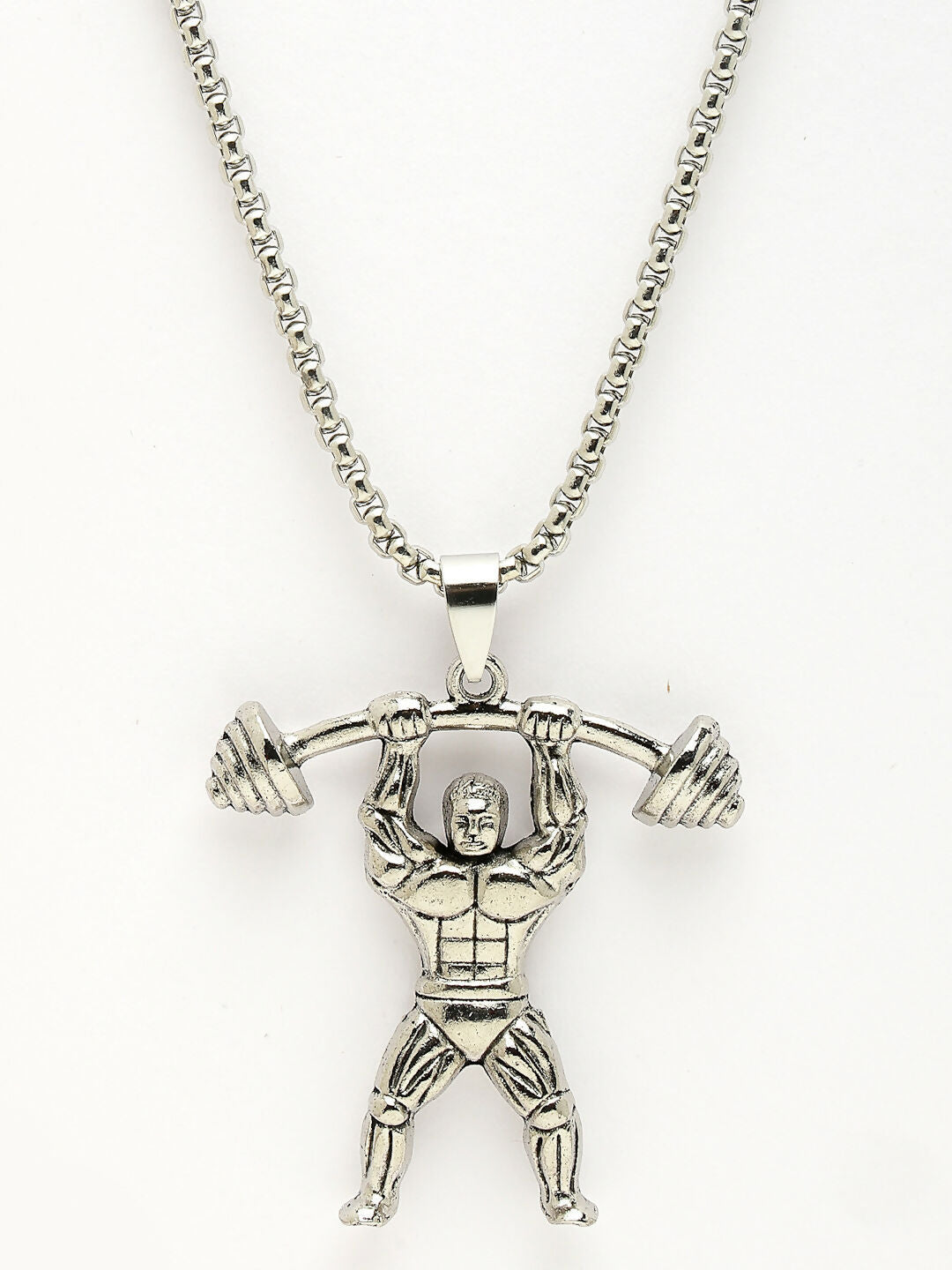 NVR Men's Silver-Plated Stainless Steel Hanuman Pendant with Chain | Grocsy