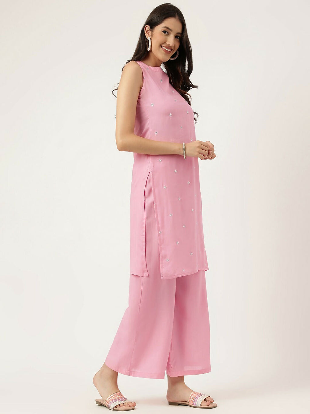 Joban Fashion Pink Rayon and Embroidered Work Straight Kurta Bottom Set | Grocsy