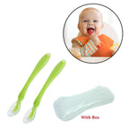 Safe-O-Kid Soft Silicone Tip Spoons 2 Sets Box (4 Spoons), Blue & Green | Grocsy