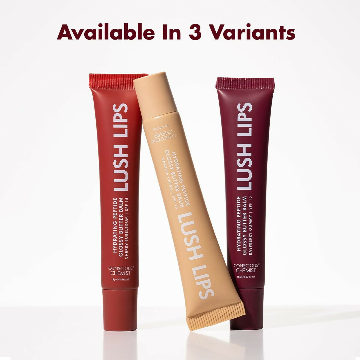 Conscious Chemist Peptide Lip Balm, Lush Lips with SPF15 - Raspberry Gummy | Grocsy