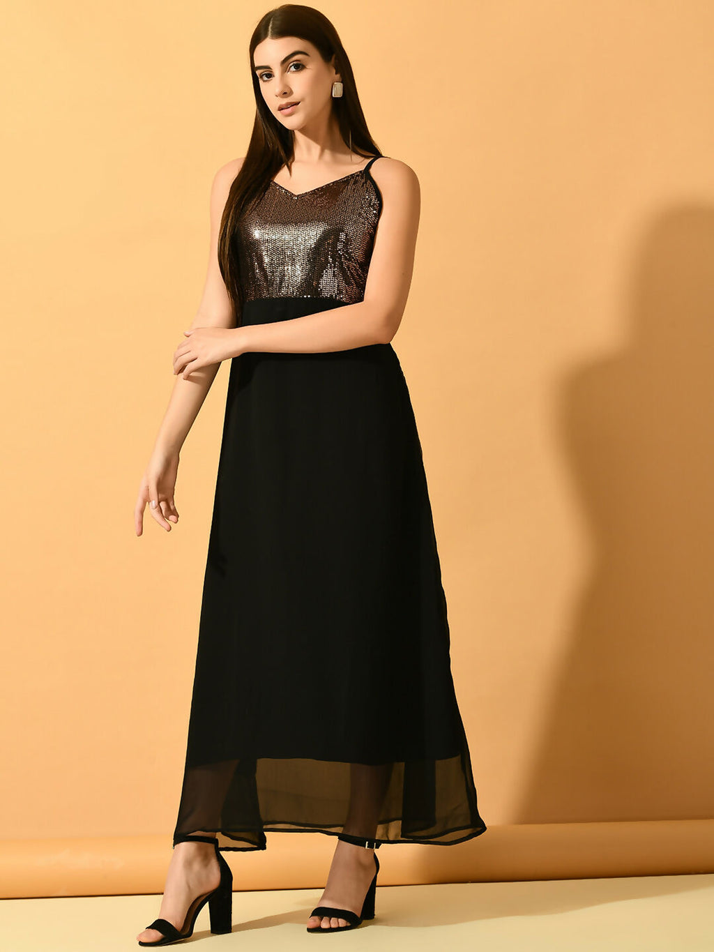 Myshka Women's Black Empire Party Dress | Grocsy