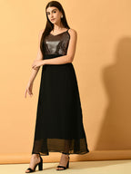 Myshka Women's Black Empire Party Dress | Grocsy