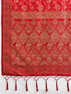 Shree Shyam Fashion Red Silk Blend Saree | Grocsy