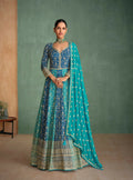 Vastranavya Blue Embroidered Sequence Work With swarovski Diamond Anarkali Salwar Suit Set | Grocsy