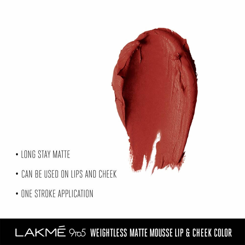 Lakme 9 To 5 Weightless Matte Mouse Lip & Cheek Color - Brick Bloom | Grocsy