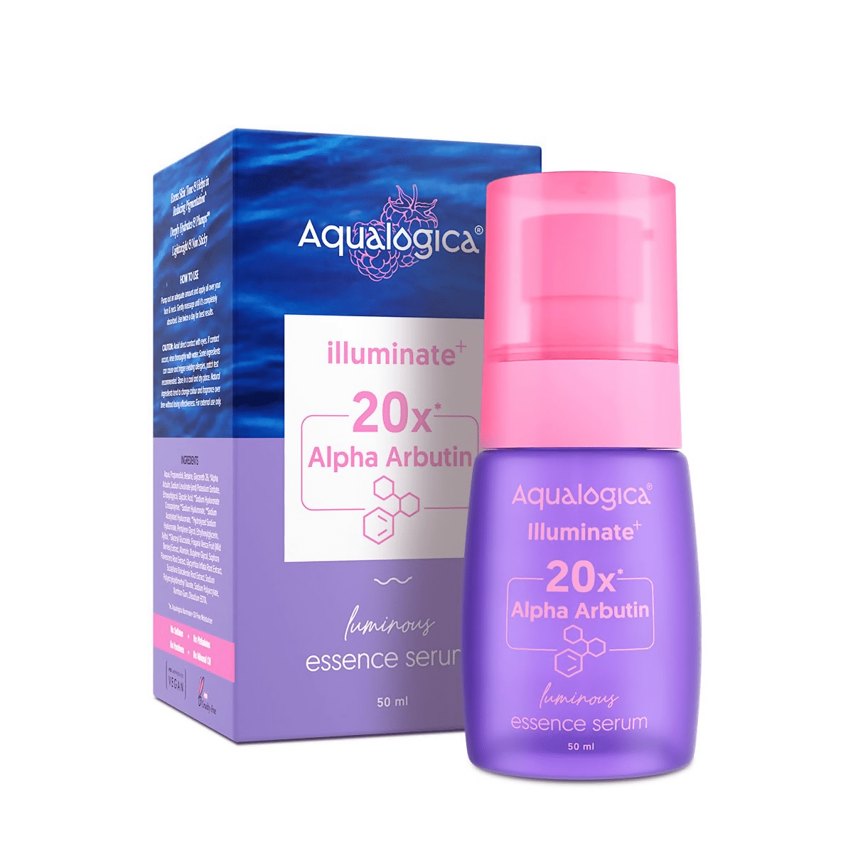 Aqualogica Illuminate+ 20x Alpha Arbutin Luminous Essence Serum | Grocsy