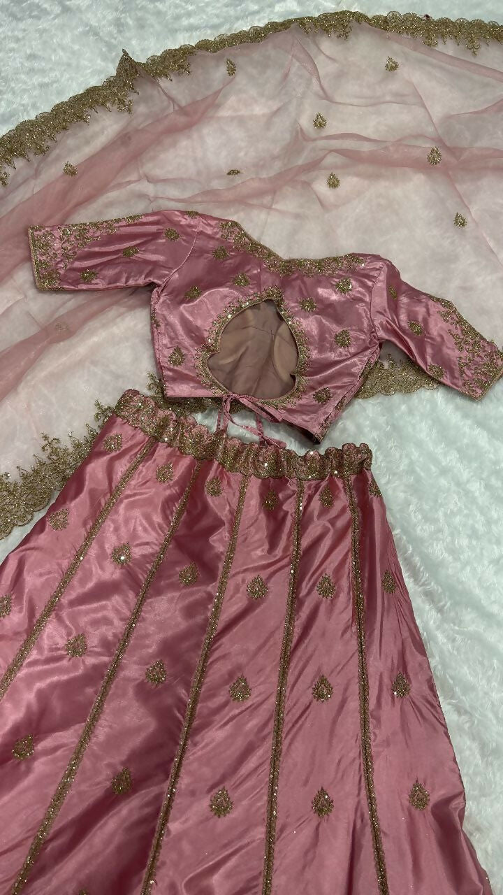 Jyoti Fashion Women's Onion Japan Satin Silk Sequins with Dori & Zari Embroidered Designer Lehenga Choli Set | Grocsy