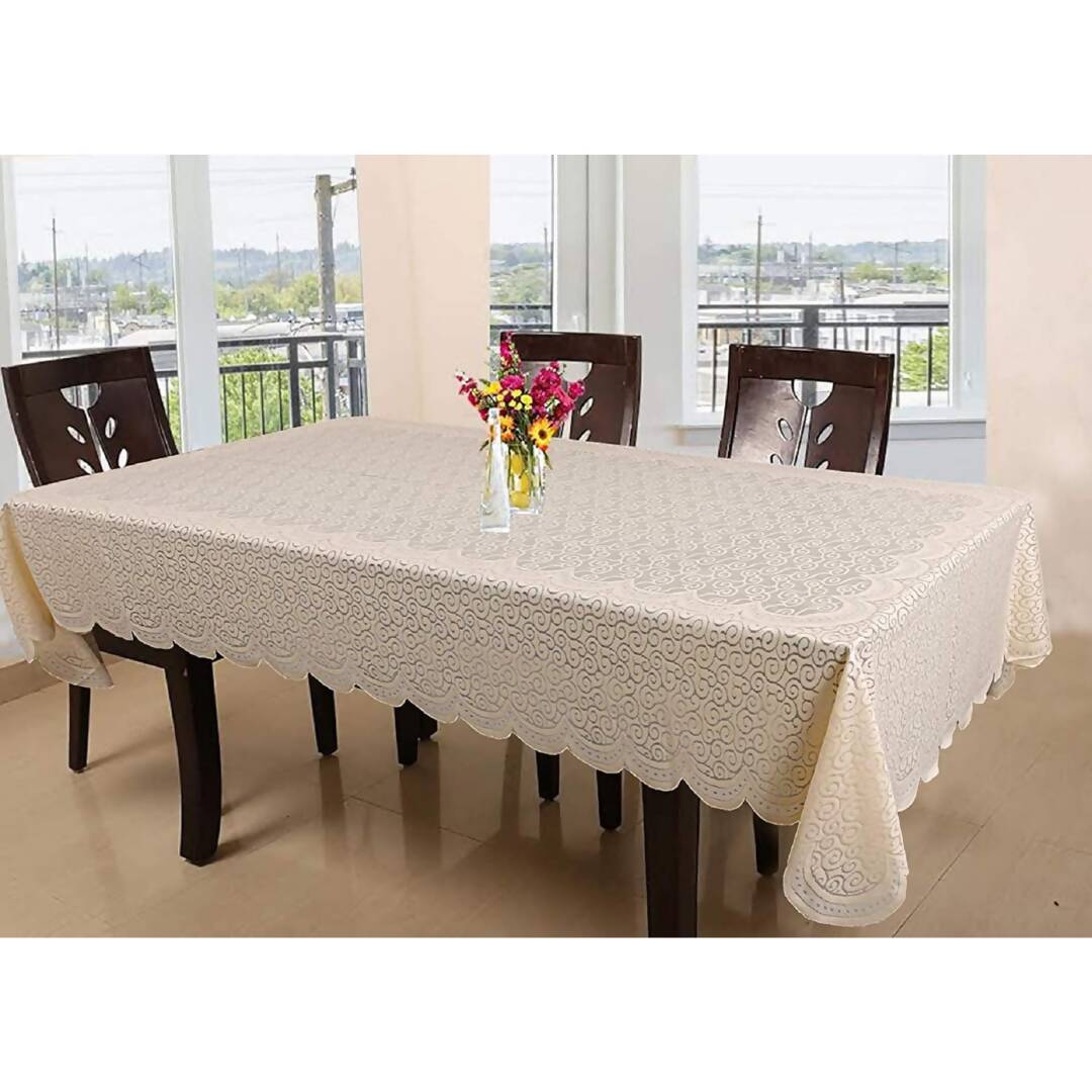 Kuber Industries 6 Seater Dining Table Cover - Cream | Grocsy