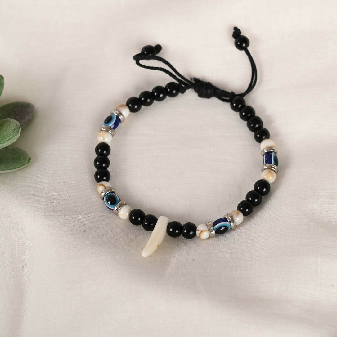 NVR Men & Women Pearl Evil Eye Adjustable Bracelet | Grocsy