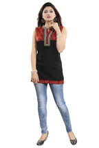 Snehal Creations Terrific Black Rayon Cotton Sleeveless Tunic Top | Grocsy