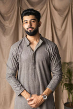 Grey Rayon Thread Embroidery Work Kurta Set - Mahotsav | Grocsy