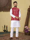 Anaita Red Printed Soft Cotton Straight Kurti Kurta | Grocsy