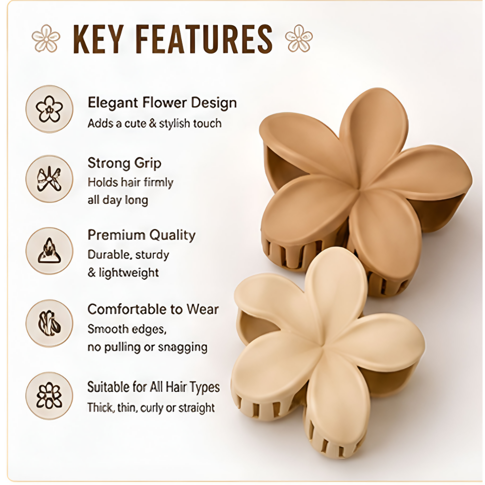 Bronson Professional Hair Claw Clips Medium Matte Flower Hair Clutcher | Grocsy