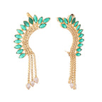 Nuyug 22K Gold Plated Faux Emerald Studded Contemporary Ear Cuff Earrings | Grocsy