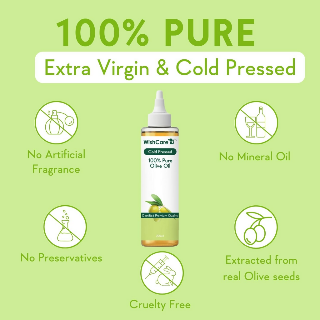 WishCare100% Pure Premium Cold Pressed Olive Oil For Hair & Skin | Grocsy