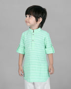 Joban Fashion Kids Island Cotton Full Sleeves Striped Kurta and Pyjama- Sea Green | Grocsy