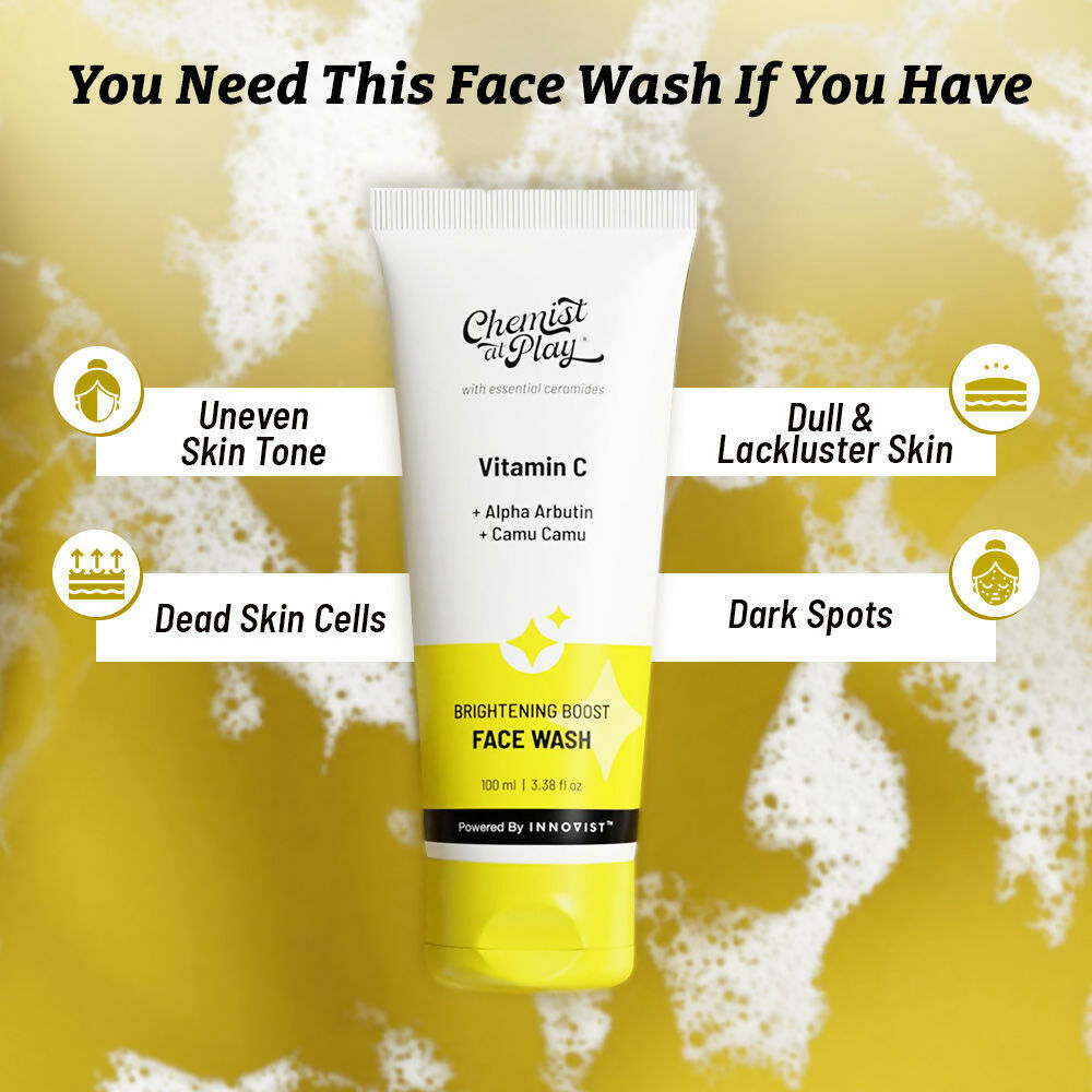 Chemist At Play Exfoliating Body Scrub + Brightening Boost Vitamin C Face Wash Combo | Grocsy