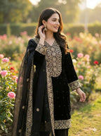 Teeya Creation Black Color Fendy Silk Embroidery Work Wedding Wear Salwar Suit | Grocsy