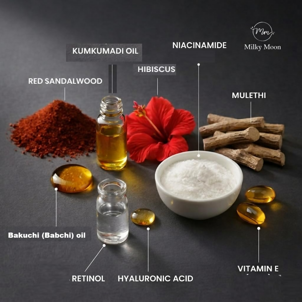 Milky Moon Red Sandalwood & Hibiscus Face Cream For Anti-Aging & Wrinkles | Grocsy