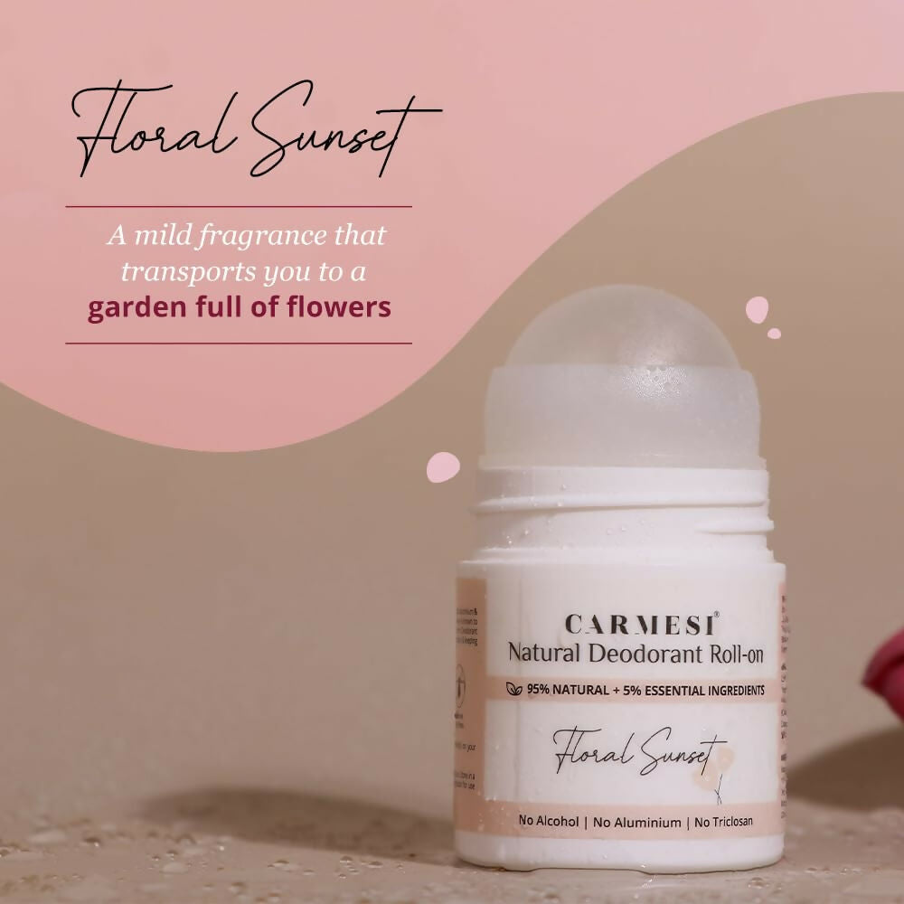 Carmesi Natural Underarm Roll On Deodorant for Women - Floral Sunset | Grocsy