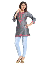 Snehal Creations Elegant Gray Short and Straight Raw Silk Tunic | Grocsy