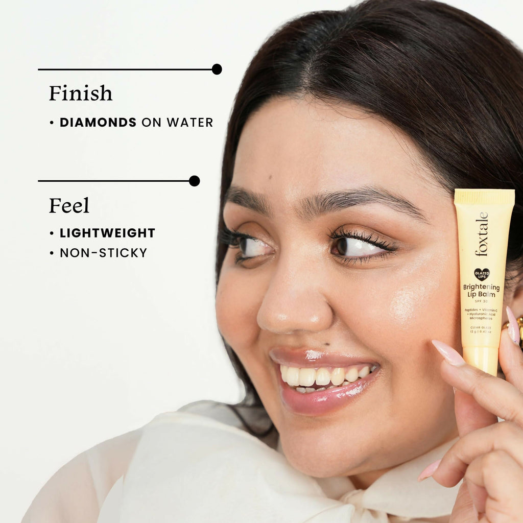 Foxtale Brightening SPF 30 Lip Balm - Clear Glaze (Vanilla), Brightens Lips, Reduces Pigmentation | Grocsy