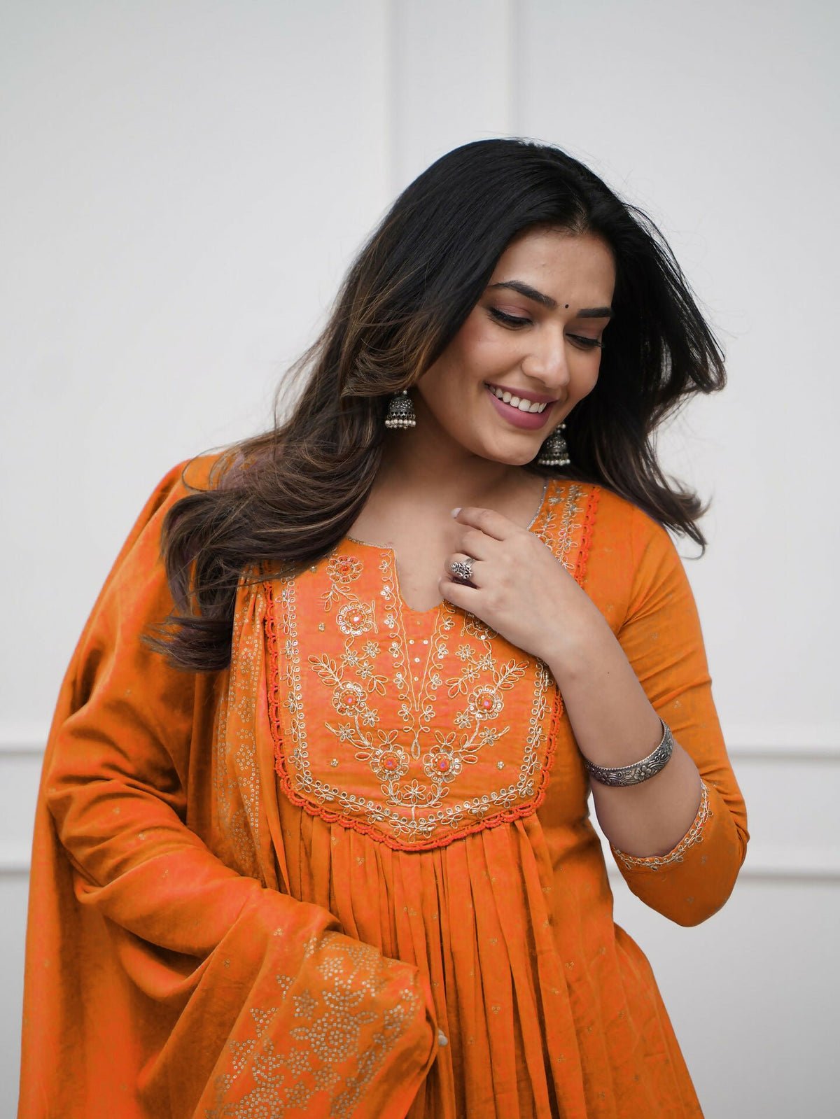 The52 Women's Beautiful Cotton Fabric Embroidery Work Straight Kurta Pant and Dupatta Set | Grocsy