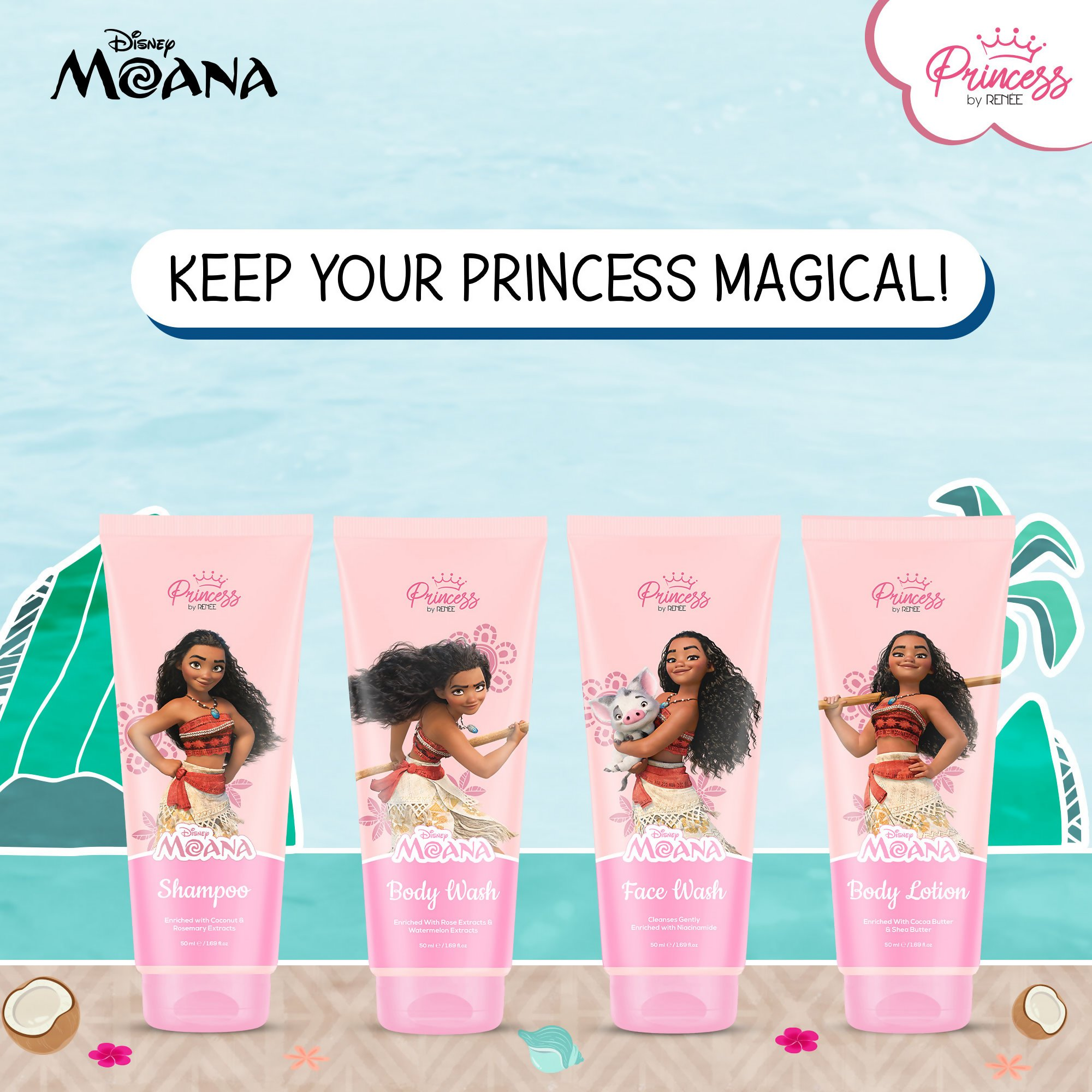 Renee Cosmetics Princess Disney Moana Bath & Body Care Set Kit | Grocsy