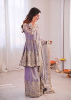 Teeya Creation Lavender Color Fendy Satin Silk Embroidery Work Party Wear Salwar Suit | Grocsy