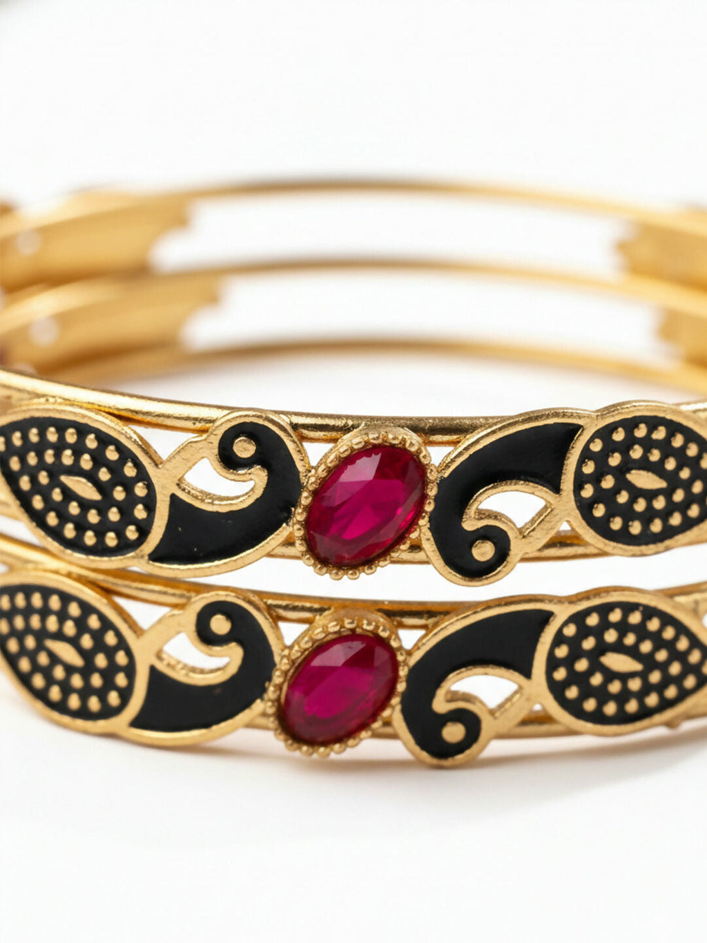 NVR Women Set of 2 Gold Plated Handcrafted Kada Bangle | Grocsy