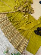 Teeya Creation Womens New Fancy Silk Heavy Quality Fabric With Handwork Light-Green Gown Set | Grocsy